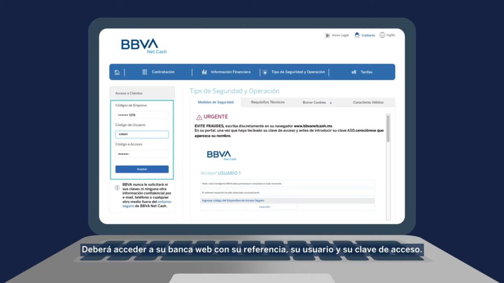 Deberá acceder a su banca web con su referencia, su usuario y su clave de acceso. 